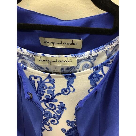 Danny and Nicole 2 piece jacket dress cobalt/ivory size Large - Picture 2 of 6